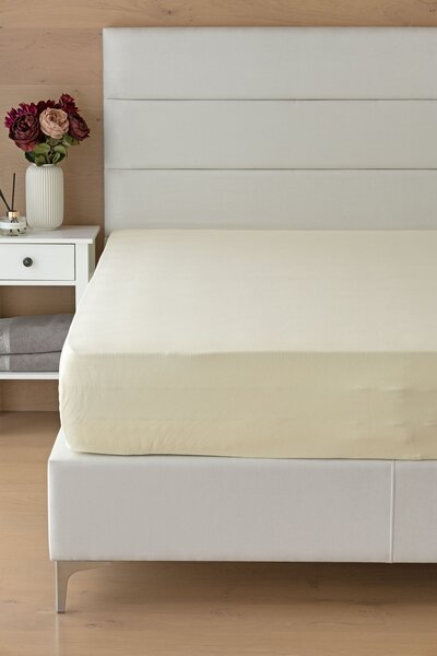 Prestieradlo Světle béžové INTERLOCK Jersey interlock 120/200/35