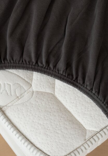Prestieradlo Antracitové INTERLOCK Jersey interlock 90-100 x 200-220/35