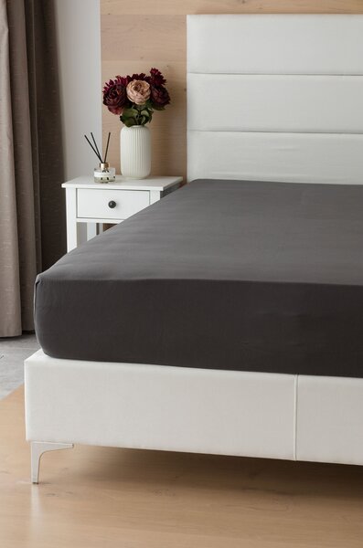 Prestieradlo Antracitové INTERLOCK Jersey interlock 90-100 x 200-220/35