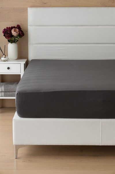 Prestieradlo Antracitové INTERLOCK Jersey interlock 90-100 x 200-220/35