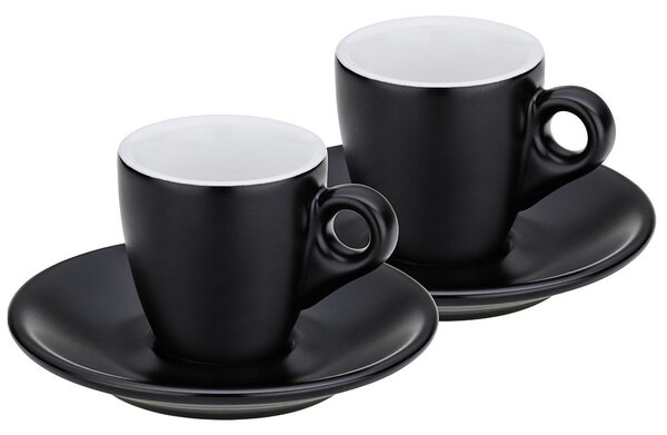 KELA Hrnček na espresso s tanierikom súprava 4 ks Mattia čierna KL-12750