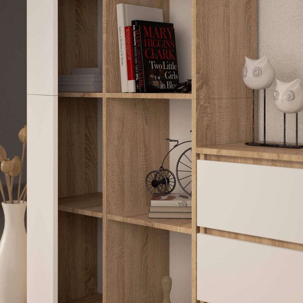Ak furniture Regál Rexa 80 cm 1 skrinka a 4 police dub sonoma/biela