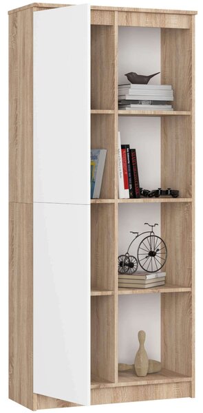 Ak furniture Regál Rexa 80 cm 1 skrinka a 4 police dub sonoma/biela