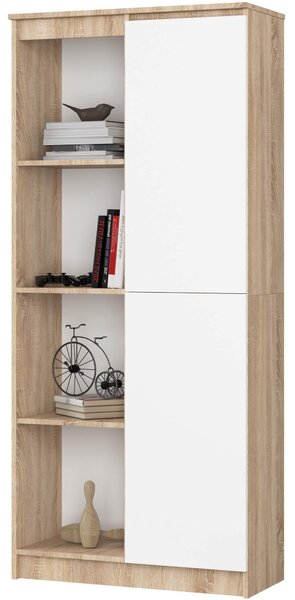 Ak furniture Regál Rexa 80 cm 1 skrinka a 4 police dub sonoma/biela