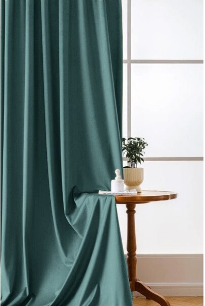 Zatemňovací záves VELVET 140x250 cm, tyrkysový Zavesenie: Riasiaca páska