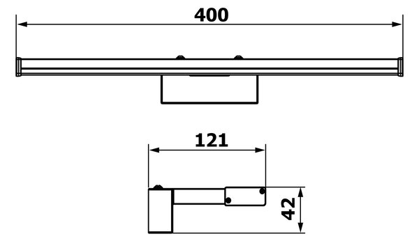 Sapho Sapho, CHICAGO LED svietidlo, 400x120x40 mm, 8W, 230 V, plast, čierna matná