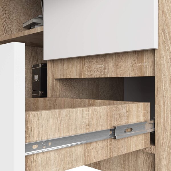 Ak furniture Rohový písací stôl B16 124 cm dub sonoma/biely pravý