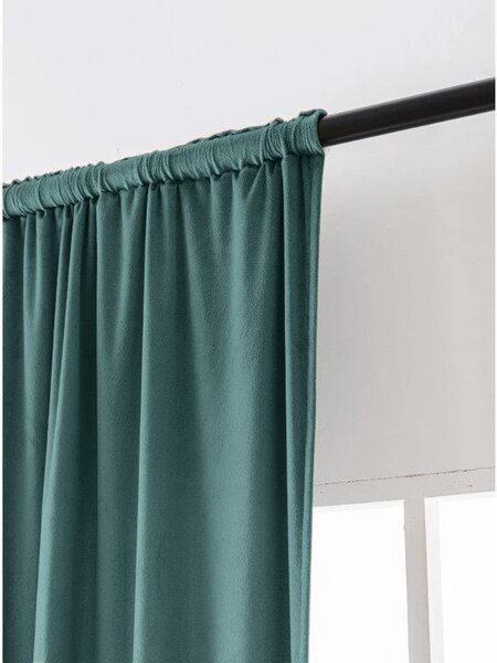 Zatemňovací záves VELVET 140x250 cm, tyrkysový Zavesenie: Riasiaca páska