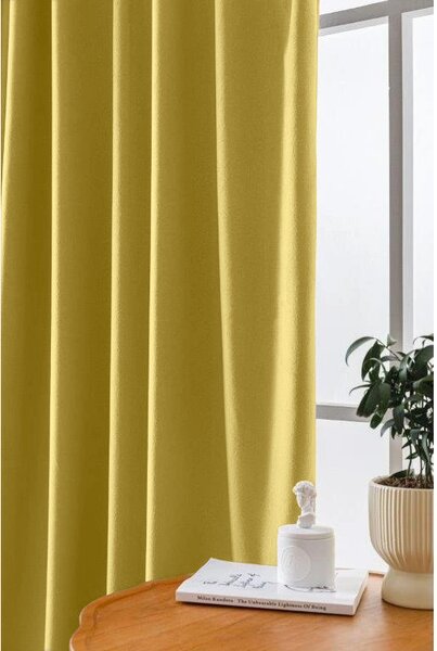Zatemňovací záves VELVET 140x270 cm, horčicová Zavesenie: Riasiaca páska