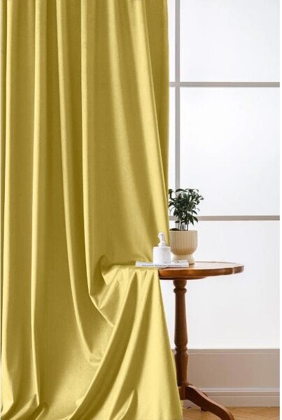 Zatemňovací záves VELVET 140x270 cm, horčicová Zavesenie: Riasiaca páska