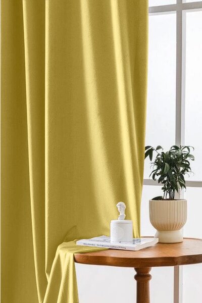 Zatemňovací záves VELVET 140x270 cm, horčicová Zavesenie: Riasiaca páska