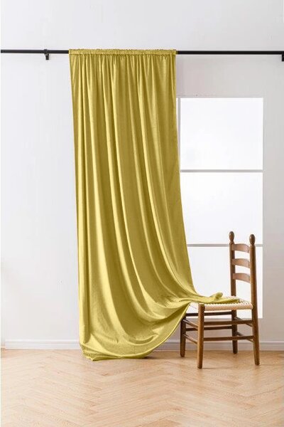 Zatemňovací záves VELVET 140x270 cm, horčicová Zavesenie: Riasiaca páska