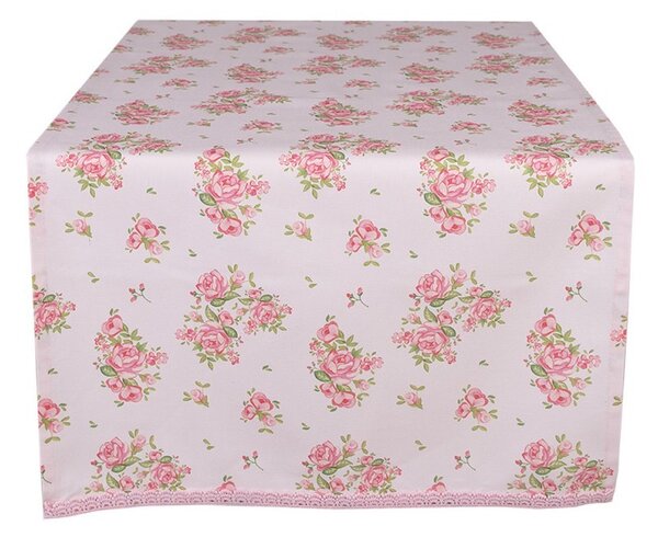 Bavlnený behúň na stôl s kvetmi ruže Sweet Roses - 50*140cm - Clayre & Eef