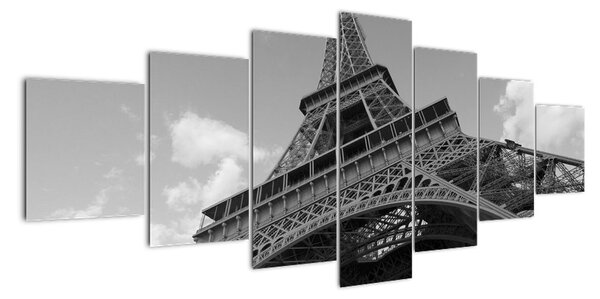 Čiernobiely obraz Eiffelovej veže (Obraz 210x100cm)