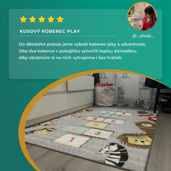 Ayyildiz, Kusový koberec Play 2903 grey, 80x120, viacfarebná, detská izba