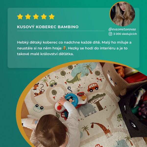 Dywany Łuszczów, Detský kusový koberec Bambino 1165 Zoo, 80x150, viacfarebná, detská izba