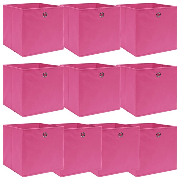 Úložné boxy 10 ks ružové 32x32x32 cm látkové