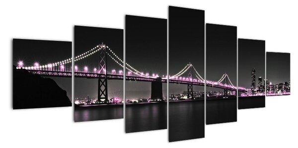 Nočný osvetlený most - obraz (Obraz 210x100cm)
