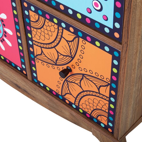 Komoda viacfarebná MDF 92 x 79 x 40 cm úložný priestor 9 zásuviek zdobené predné časti orientálny marocký boho štýl obývačka spálňa