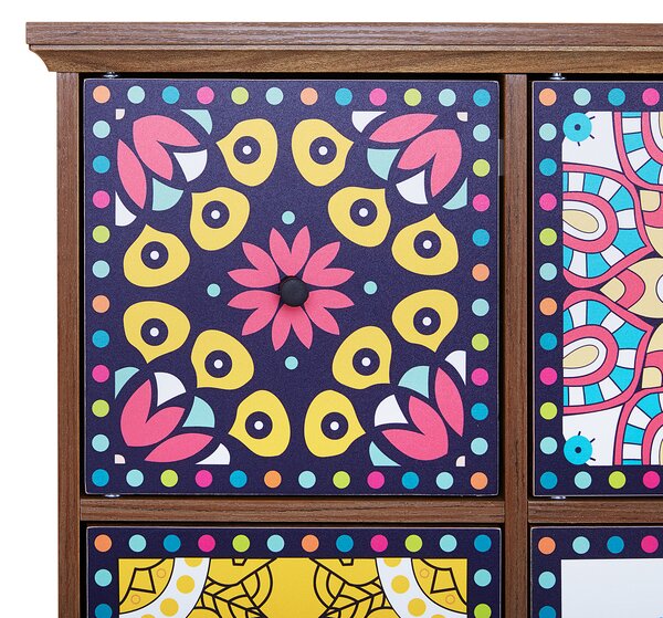 Komoda viacfarebná MDF 92 x 79 x 40 cm úložný priestor 9 zásuviek zdobené predné časti orientálny marocký boho štýl obývačka spálňa
