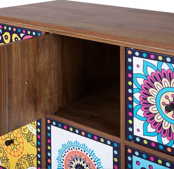 Komoda viacfarebná MDF 92 x 79 x 40 cm úložný priestor 9 zásuviek zdobené predné časti orientálny marocký boho štýl obývačka spálňa