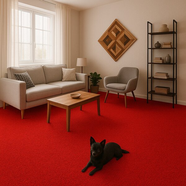 Spoltex , AKCIA: 40x80 cm Koberec metráž Eton červený 15 - neúčtujeme odrezky z role - obšitý zo všetkých strán, šíře, červená, filc, kancelária