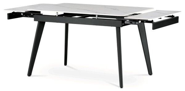Jedálenský rozkladací stôl HT-405M mramor, biely / čierny