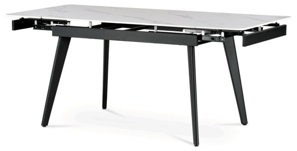 Jedálenský rozkladací stôl HT-405M mramor, biely / čierny