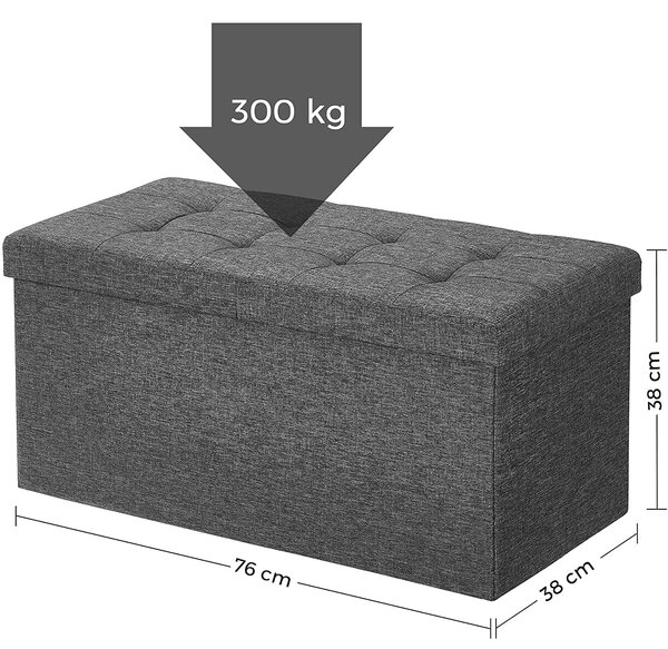 Taburetka 80 L, lavica s úložným priestorom, nosnosť 300 kg, tmavosivá