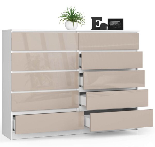 Komoda K160 10SZ CLP cappuccino, lesk