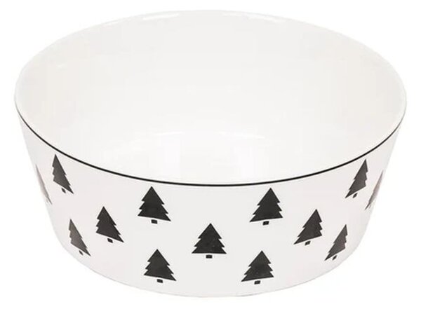 Krémová porcelánová slátová miska so stromčekmi X-Mas Tree - Ø 17,5*6,5 cm - Housevitamin