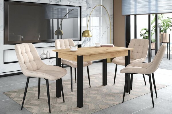 Dekorstudio Rozkladací jedálenský stôl z duba artisan s čiernou základňou 120-160 cm