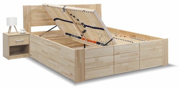 Posteľ dvojlôžko s úložným priestorom ENERGY Box, masív buk
