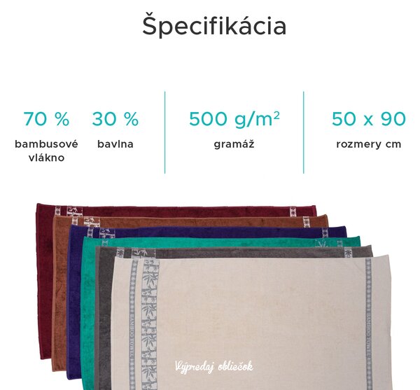 Bambusový uterák BAMBOO 50x90 cm fialový, 70% bambusové vlákno | 30% bavlna