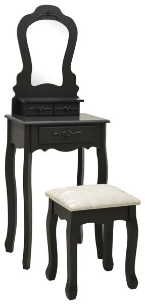 Toaletný stolík so stoličkou, čierny 50x59x136 cm, paulovnia