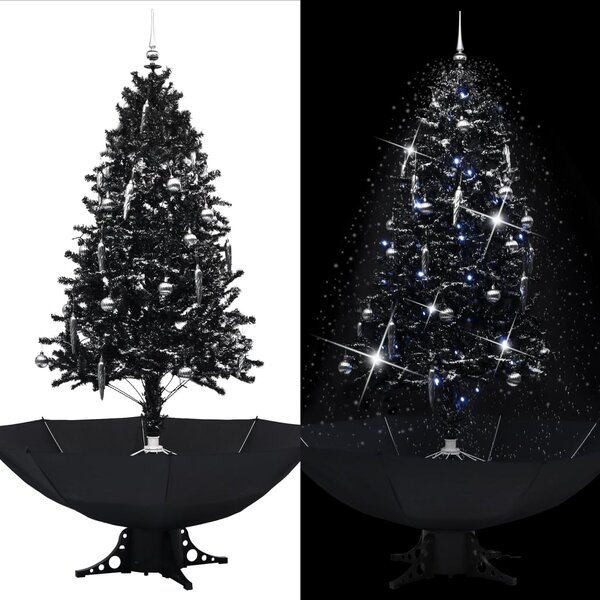 Snežiaci vianočný stromček s dáždnikovým podstavcom čierny 190 cm PVC