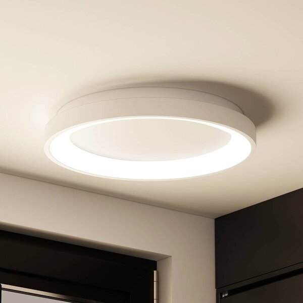 Arcchio stropné LED svetlo Vivy, Ø 38 cm, biele, kovové, Biela / opálová, Kuchyňa, kov, Moderný, Závesné svietidlo