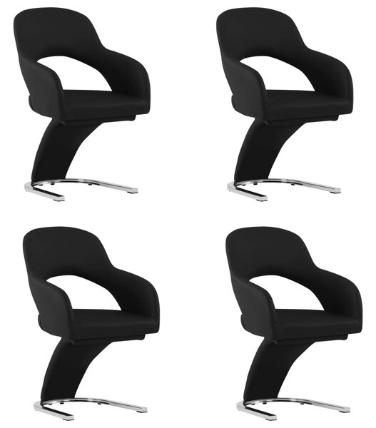 Jedálenské stoličky 4 ks, čierne, umelá koža