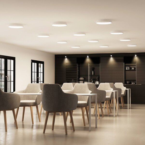 Arcchio stropné LED svetlo Vivy, Ø 38 cm, biele, kovové, Biela / opálová, Kuchyňa, kov, Moderný, Závesné svietidlo