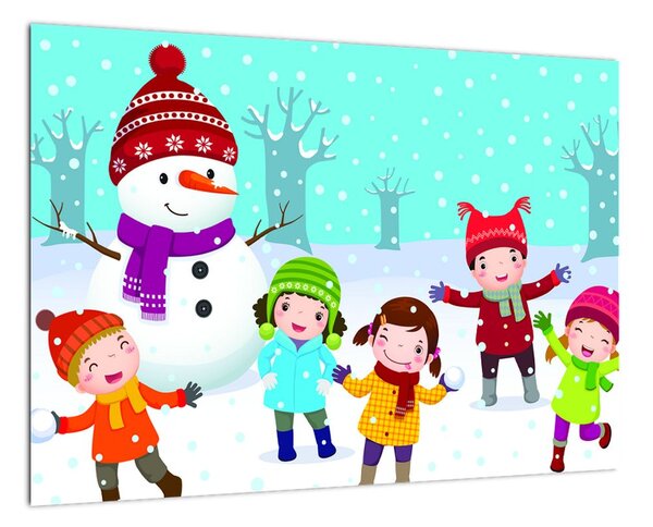 Obraz detí na snehu (Obraz 60x40cm)