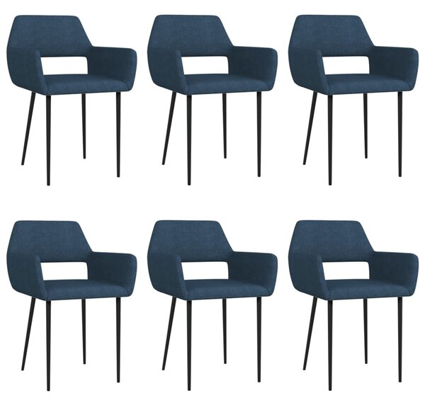 Jedálenské stoličky 6 ks, modré, látka