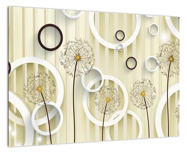 Kvety na pruhovanom pozadí - moderný obraz (Obraz 60x40cm)