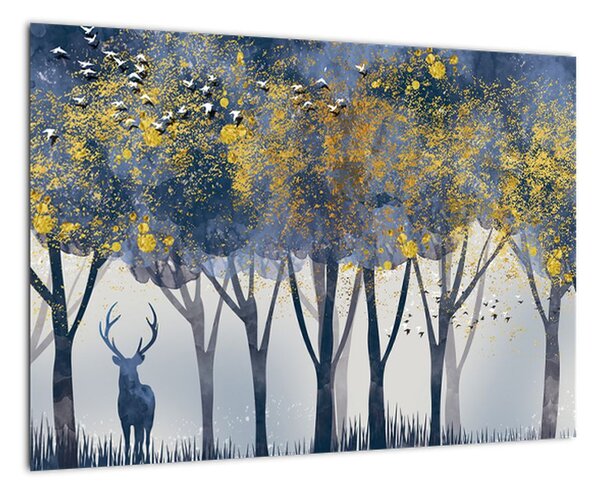 Obraz jeleň v lese (Obraz 60x40cm)