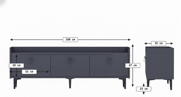 TV stolík PIENA 160 cm, antracitový