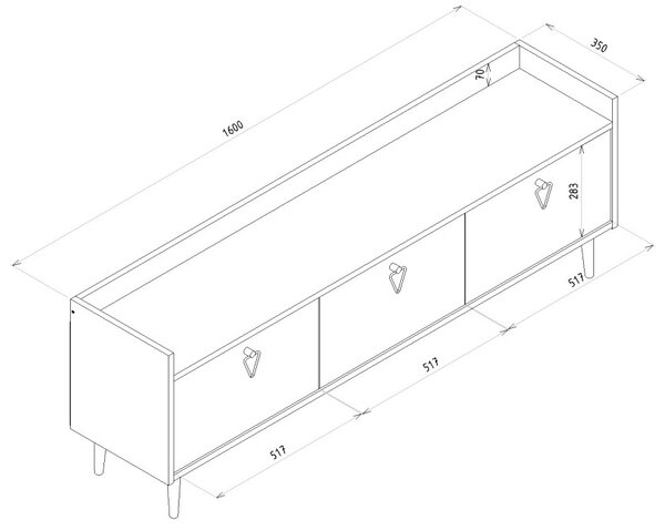 TV stolík PIENA 160 cm, antracitový
