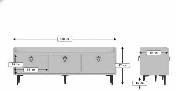 TV stolík PIENA 160 cm, biely