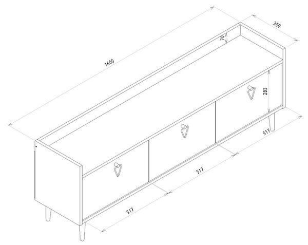 TV stolík PIENA 160 cm, biely
