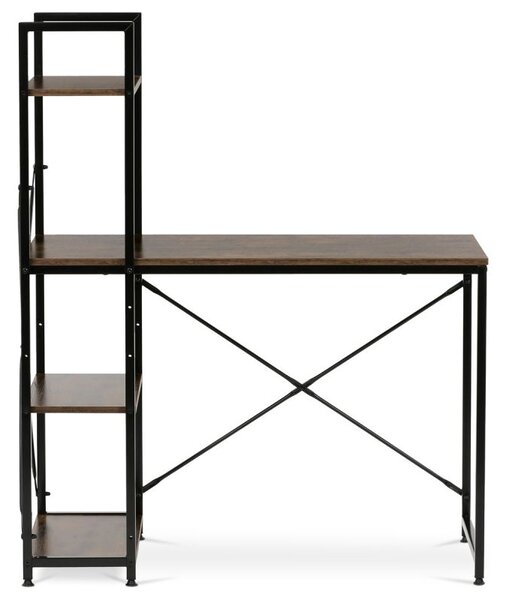 GD-512 OLW, Stôl pracovný s regálom, MDF, dekor staré drevo, čierny kov