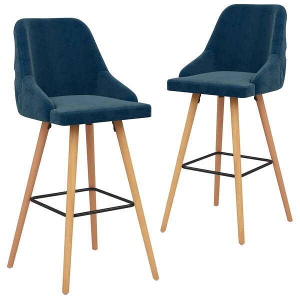 Barové stoličky 2 ks, modré, zamat