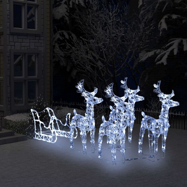 Vianočná dekorácia so sobmi a saňami 240 LED, akryl